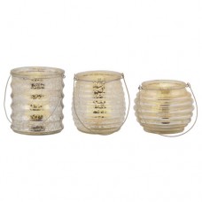 3 Piece Pacific Accents Milano Mercury Glass Tealight Holders Set w/ 8 batteries   153139678482